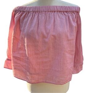 Jack Willis Off the Shoulder Blouse Red With White Strips Size 4 Attached Lining